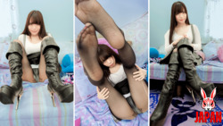 美麗的雙腿在靴子，褲襪，原始的腿戀物癖觀察和腳交 Saiko Yatsuhashi